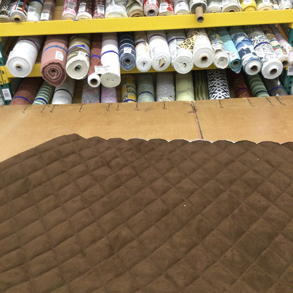 Chocolate Brown Microsuede Pre-Quilted Fabric | Diamond Design | Insulated Curtain / Upholstery / Auto Upholstery / Blankets | 54" Wide | By the Yard