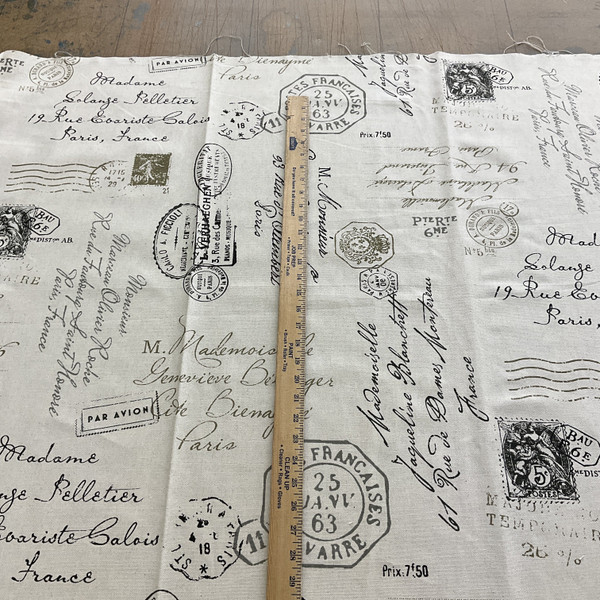 Richloom Postscript Paris Graphite | Medium/Heavyweight Duck Fabric | Home Decor Fabric | 56" Wide