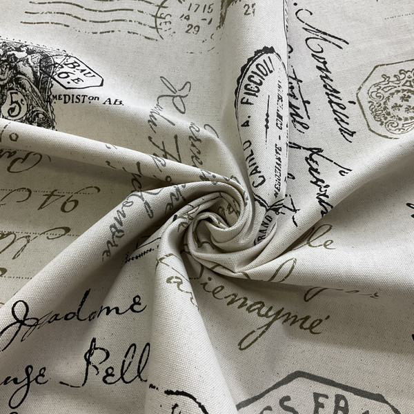 Richloom Postscript Paris Graphite | Medium/Heavyweight Duck Fabric | Home Decor Fabric | 56" Wide