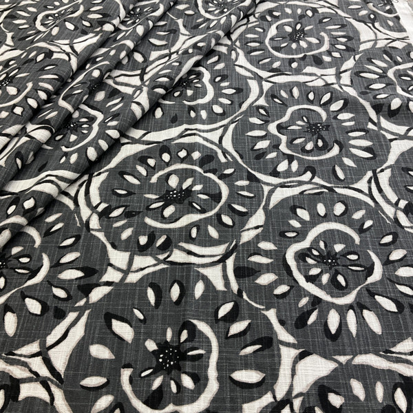 Richloom Platinum Inaki Slub Duck Graphite | Medium/Heavyweight Duck, Woven Fabric | Home Decor Fabric | 54" Wide