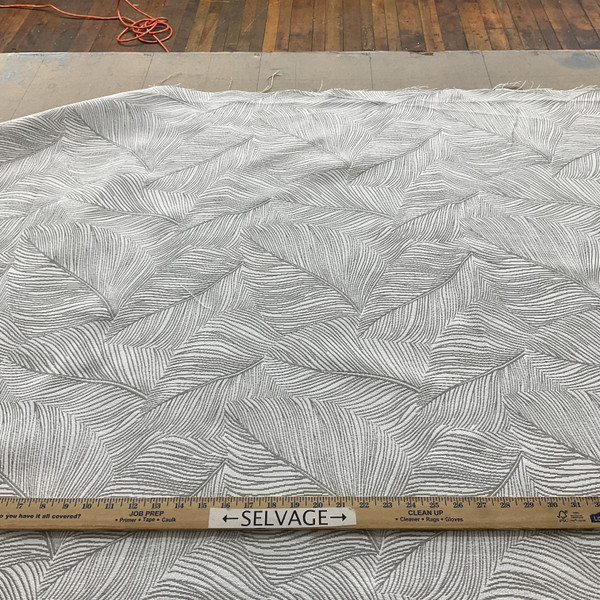 Richloom Fortress Clear Flutter in Nickel | Upholstery Fabric | Leaf Design in Grey and White | Heavyweight | 54" Wide | By the Yard