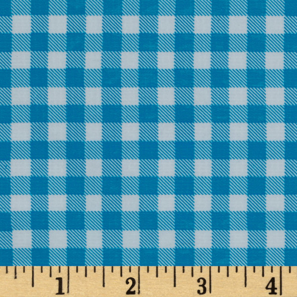 Oilcloth Gingham Sky Blue | Heavyweight Oilcloth Fabric | Home Decor Fabric | 47" Wide