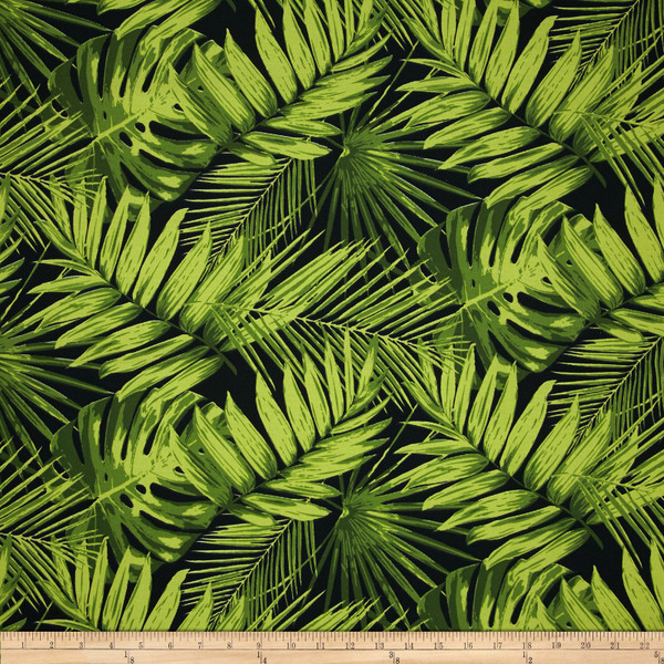 Terrasol Indoor/Outdoor Tropical Fronds Ebony | Medium Weight Outdoor Fabric | Home Decor Fabric | 54" Wide