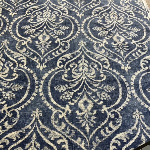 Swavelle Dalusio Damask Denim | Medium Weight Duck Fabric | Home Decor Fabric | 54" Wide