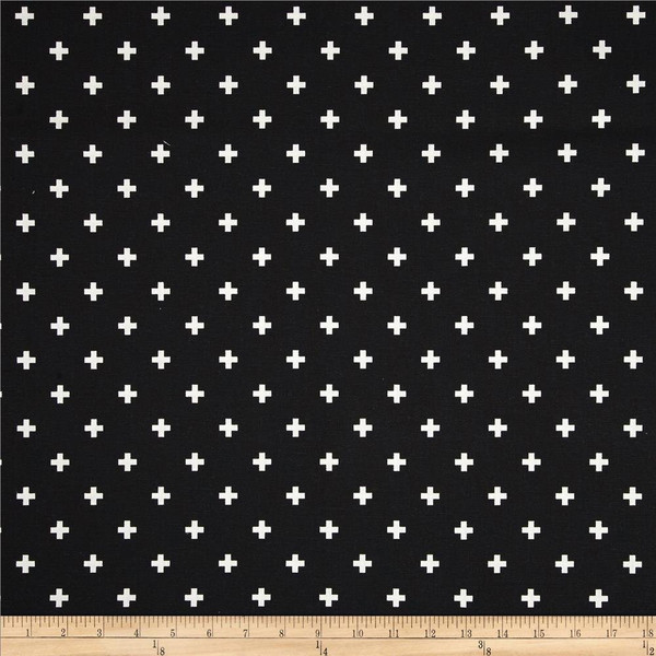 Premier Prints Mini Swiss Cross Black | Medium Weight Duck Fabric | Home Decor Fabric | 54" Wide