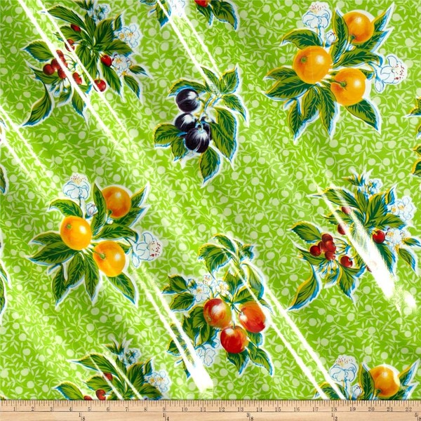 Oilcloth Summer Fruit Lime | Medium Weight Oilcloth Fabric | Home Decor Fabric | 46" Wide