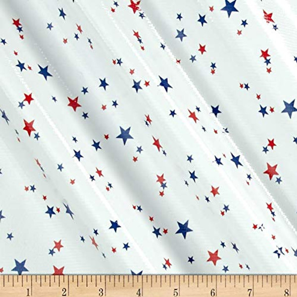 Oilcloth Boston Stars Red/White/Blue | Medium Weight Oilcloth Fabric | Home Decor Fabric | 46" Wide