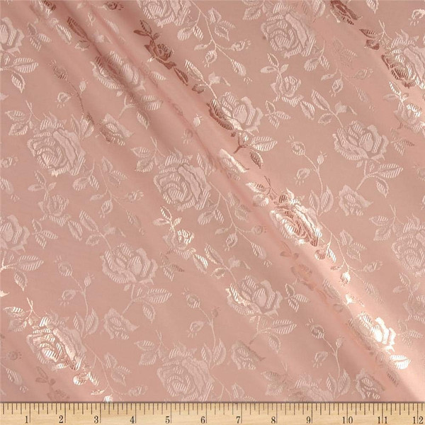 Rose Satin Jacquard Blush | Lightweight Jacquard, Satin Charmeuse, Satin Fabric | Home Decor Fabric | 58" Wide