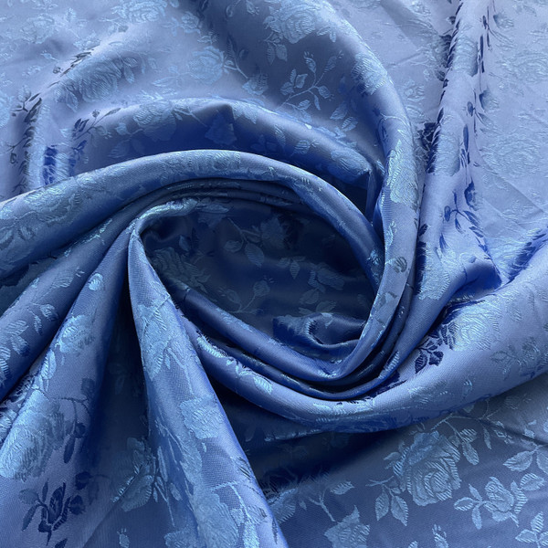 Rose Satin Jaquard Royal | Lightweight Jacquard, Satin Fabric | Home Decor Fabric | 58" Wide