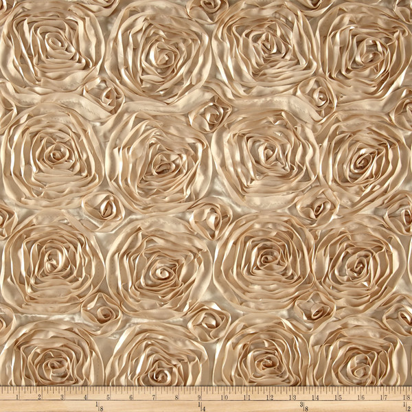 Wedding Rosette Satin Champagne | Medium/Heavyweight Satin Fabric | Home Decor Fabric | 53" Wide