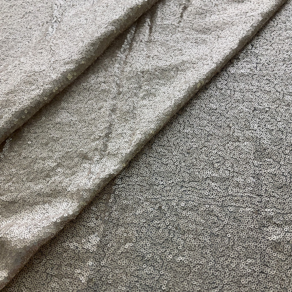Glitz Sequin & Mesh Champagne | Medium Weight Mesh Fabric | Home Decor Fabric | 52" Wide