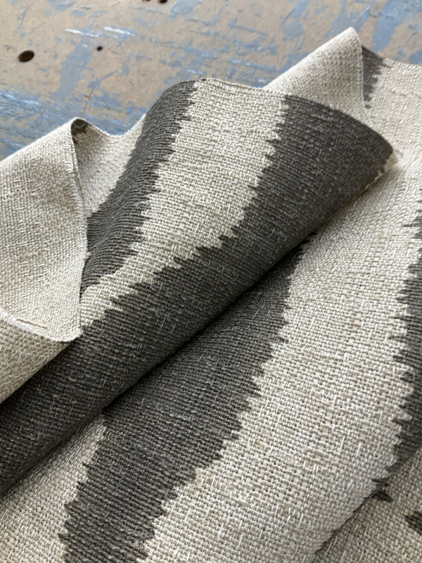 Lacefield Designs Zebra Ikat Steel FlaxBasketweave | Medium/Heavyweight Basketweave Fabric | Home Decor Fabric | 55" Wide