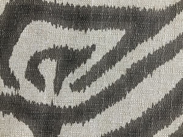 Lacefield Designs Zebra Ikat Steel FlaxBasketweave | Medium/Heavyweight Basketweave Fabric | Home Decor Fabric | 55" Wide