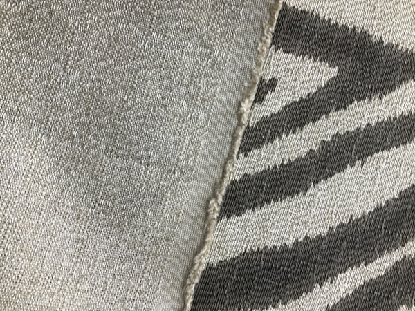 Lacefield Designs Zebra Ikat Steel FlaxBasketweave | Medium/Heavyweight Basketweave Fabric | Home Decor Fabric | 55" Wide