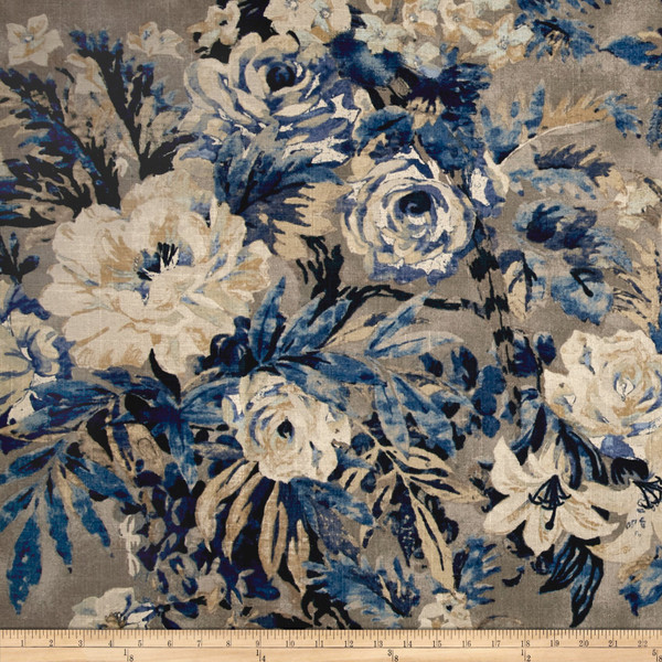 Waverly Cast a Spell Indigo Linen | Medium/Heavyweight Linen Fabric | Home Decor Fabric | 54" Wide