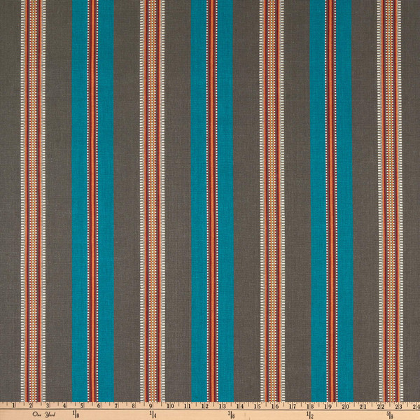 Laura & Kiran Outwest Stripes Laredo Stripe Basketweave Turquoise | Heavyweight Basketweave Fabric | Home Decor Fabric | 54" Wide