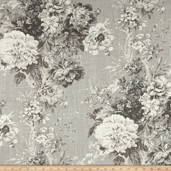 Waverly Ballad Bouquet Blend Platinum Linen | Medium Weight Linen Fabric | Home Decor Fabric | 54" Wide