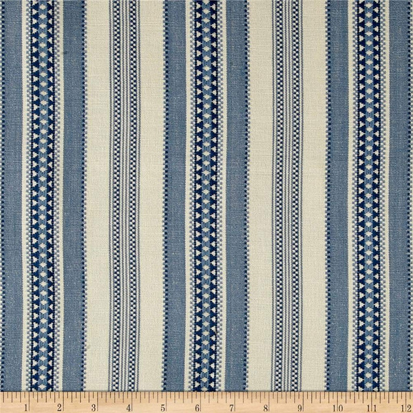 Laura & Kiran Alpine Canvas Jacquard Stripe Blue | Medium/Heavyweight Jacquard, Canvas Fabric | Home Decor Fabric | 54" Wide