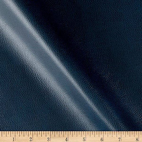 Breathable Faux Leather Navy | Very Heavyweight Faux Leather, Vinyl Fabric | Home Decor Fabric | 54" Wide