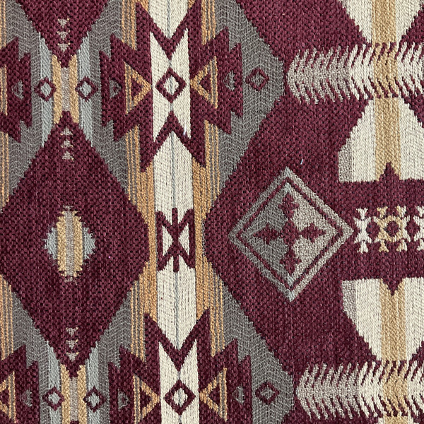 Artistry Tribal Southwest Chenille Jacquard Shiprock Merlot | Very Heavyweight Chenille, Jacquard Fabric | Home Decor Fabric | 57" Wide