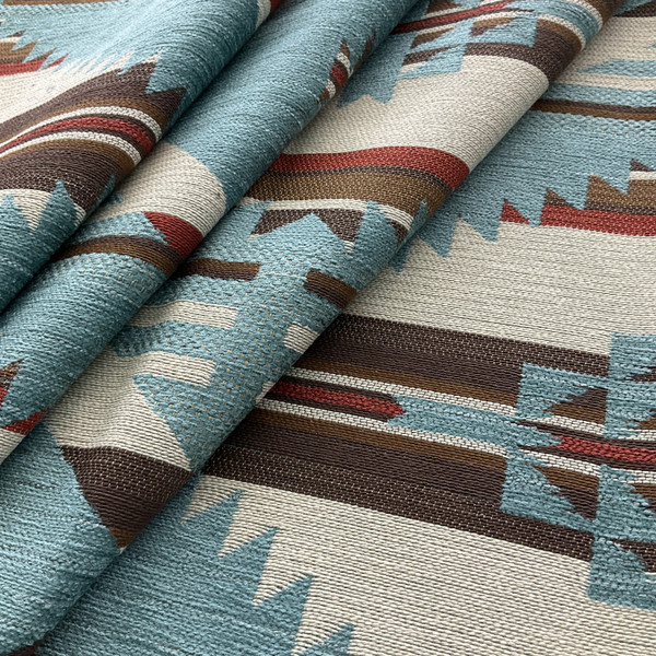 Artistry Tribal Southwest Muddy Gap Chenille Jacquard Sky | Very Heavyweight Jacquard, Chenille Fabric | Home Decor Fabric | 57" Wide