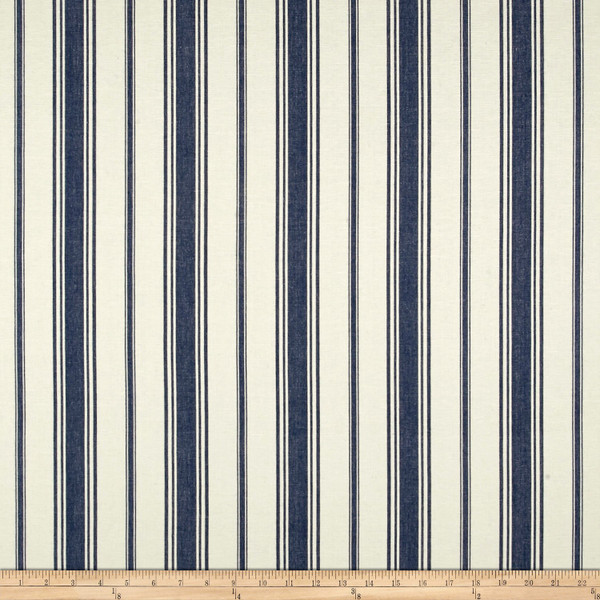 Laura & Kiran Coastal Stripe Navy | Medium/Heavyweight Canvas Fabric | Home Decor Fabric | 54" Wide