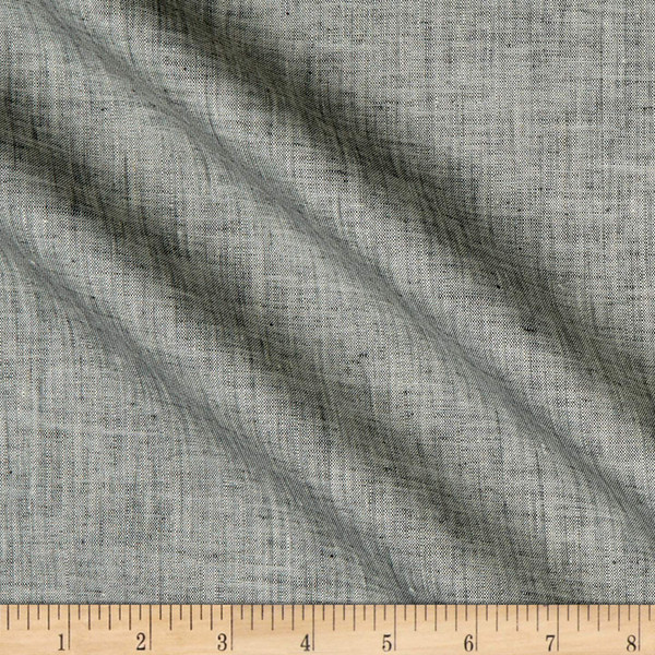 100% European Linen Yarn Dyed Chambray Black/White | Lightweight Chambray Fabric | Home Decor Fabric | 57" Wide