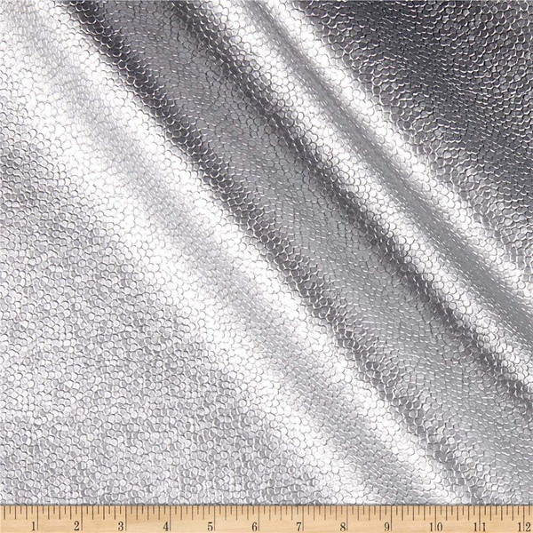 Eroica Intrepid Faux Leather Silver | Heavyweight Faux Leather Fabric | Home Decor Fabric | 54" Wide