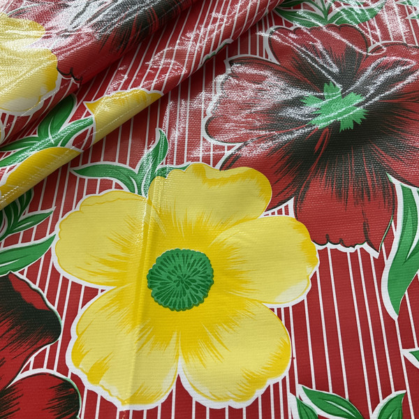 Oilcloth Mali Red | Heavyweight Oilcloth Fabric | Home Decor Fabric | 47" Wide