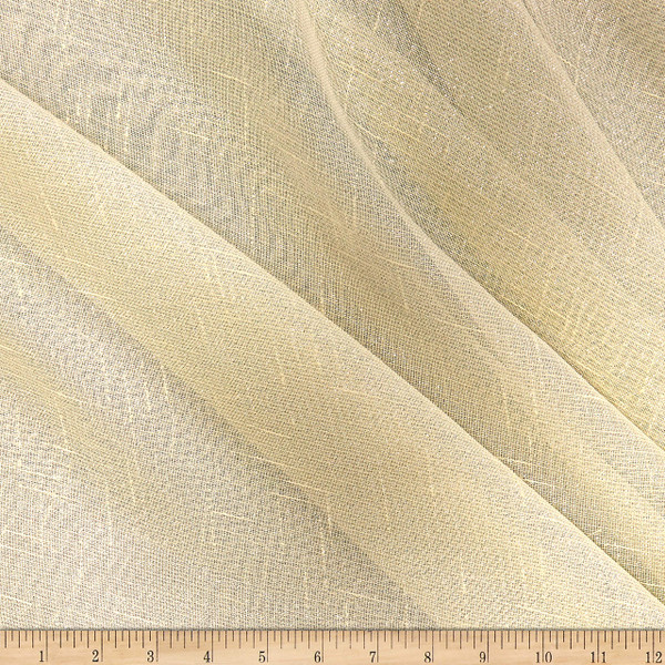 110" Metallic Faux Linen Drapery Sheer Ivory/Silver | Very Lightweight Linen Fabric | Home Decor Fabric | 110" Wide