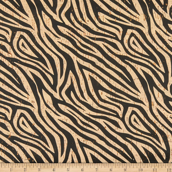 Belagio Cork Fabric Zebra Print Black | Medium Weight Cork Fabric | Home Decor Fabric | 25" Wide
