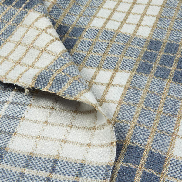 Waverly Cozy Plaid Jacquard Sky | Very Heavyweight Jacquard Fabric | Home Decor Fabric | 54" Wide