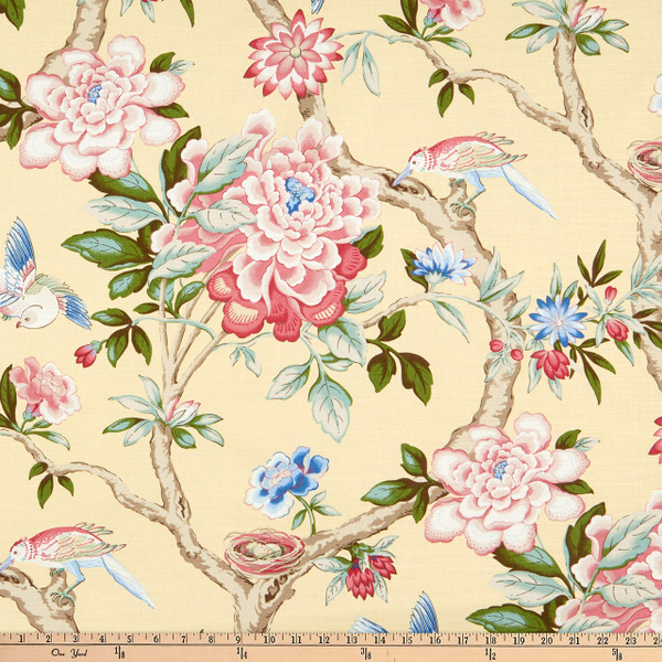 Waverly Mudan Lemon | Medium Weight Duck Fabric | Home Decor Fabric | 54" Wide