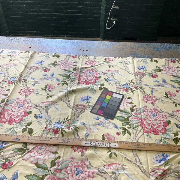 Waverly Mudan Lemon | Medium Weight Duck Fabric | Home Decor Fabric | 54" Wide