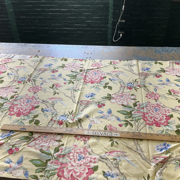 Waverly Mudan Lemon | Medium Weight Duck Fabric | Home Decor Fabric | 54" Wide