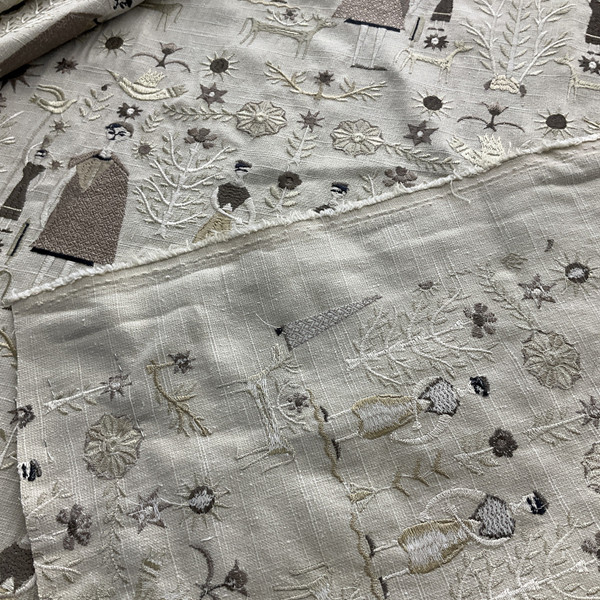 Hilary Farr Come Together Embroidered Linen | Medium Weight Woven Fabric | Home Decor Fabric | 55" Wide