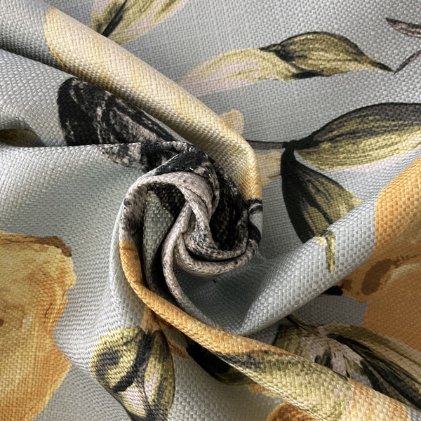 Digital Pucker Lemon Print Basketweave Mist | Regal Fabrics | Medium Weight Basketweave Fabric | Home Decor Fabric | 56" Wide