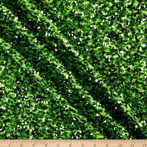 Selectra Plus Sequins Greenery | Medium Weight Knit, Velvet Fabric | Home Decor Fabric | 44" Wide