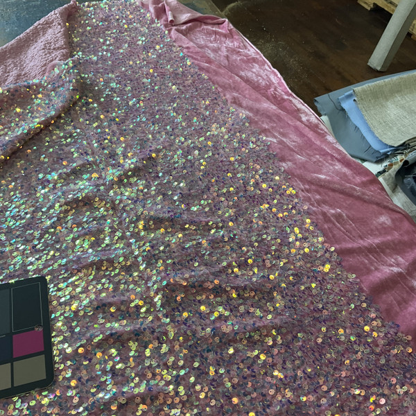 Selectra Plus Sequins Pink | Medium Weight Knit, Velvet Fabric | Home Decor Fabric | 44" Wide