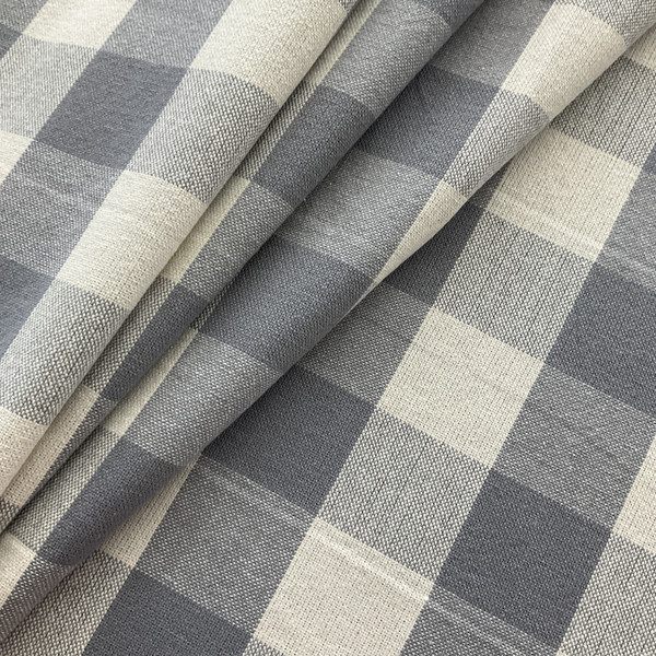 Big Duck Canvas Windmill Linen Check Gray | Heavyweight Linen Fabric | Home Decor Fabric | 54" Wide
