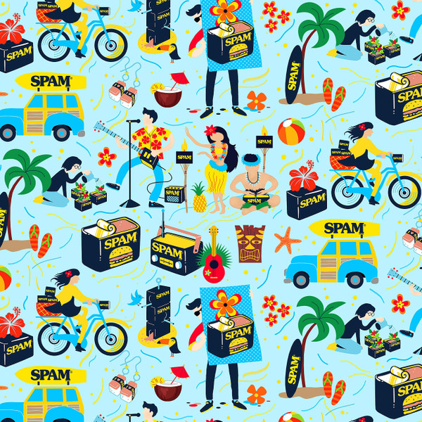 Michael Miller Fabrics Spam Life Cotton Duck Aqua | Medium Weight Duck Fabric | Home Decor Fabric | 44" Wide