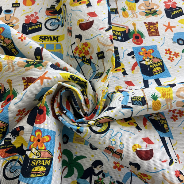 Michael Miller Fabrics Spam Life Cotton Duck White | Medium Weight Duck Fabric | Home Decor Fabric | 44" Wide