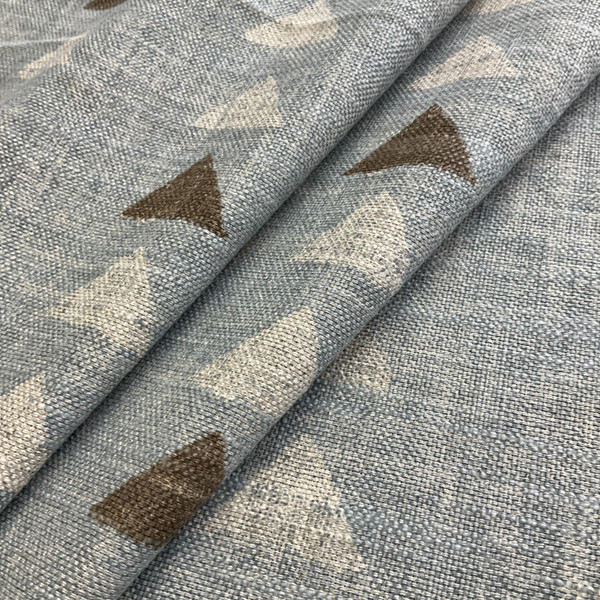 PKL Studio Nomadic Triangle Linen Seaglass | Medium/Heavyweight Linen Fabric | Home Decor Fabric | 54" Wide