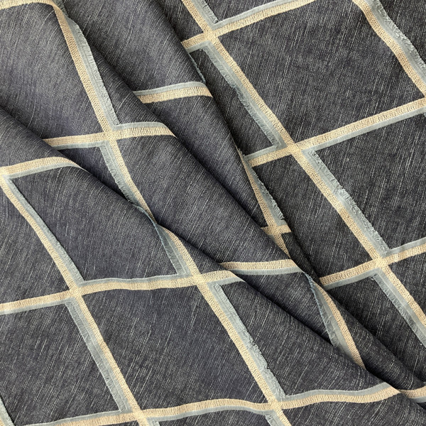 Covington Markham Embroidered Denim | Heavyweight Woven Fabric | Home Decor Fabric | 54" Wide