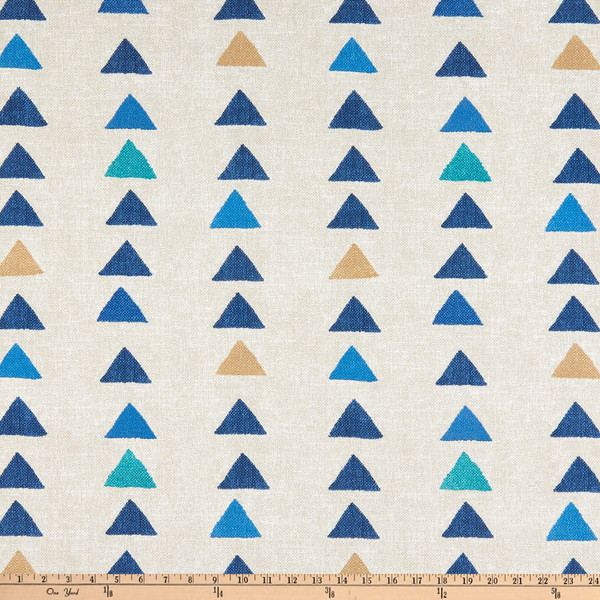 Nomadic Triangle Horizon | Outdoor Upholstery Fabric | Blue / Green / Beige | Waterproof | PKL Studio | 54" Wide | By the Yard