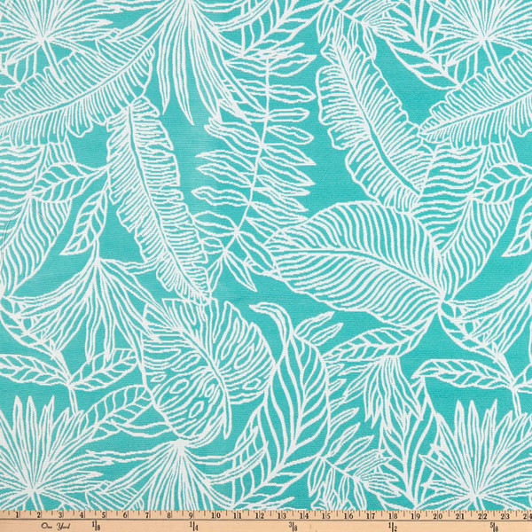 Terrasol Phoenix Palm Outdoor Woven Teal | Medium/Heavyweight Outdoor, Woven Fabric | Home Decor Fabric | 54" Wide