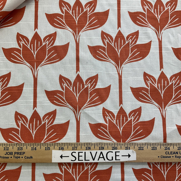 Novogratz Long Stem Lotus Slub Duck Coral | Medium Weight Duck Fabric | Home Decor Fabric | 54" Wide