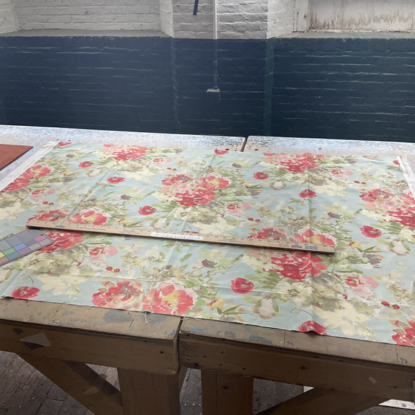 Artist's View in Mist | Home Decor Fabric | Watercolor Floral | Blue / Green / Red | PKL Studio | Medium Weight | 54" Wide | By the Yard