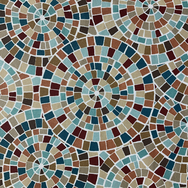 Bryant Indoor/Outdoor Newport Mosaic Patina | Lightweight Outdoor Fabric | Home Decor Fabric | 54" Wide
