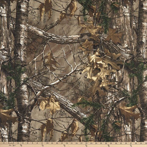 Brown/Green/Grey Canvas Real Tree | Home Decor Fabric | 60" Wide